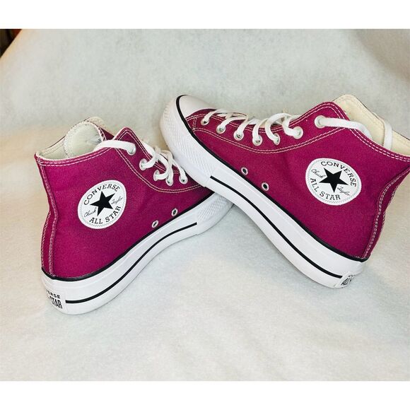 Converse Women's Chuck Taylor High Top Platform All Star Berry Pink Size 8.5 - Picture 5 of 9